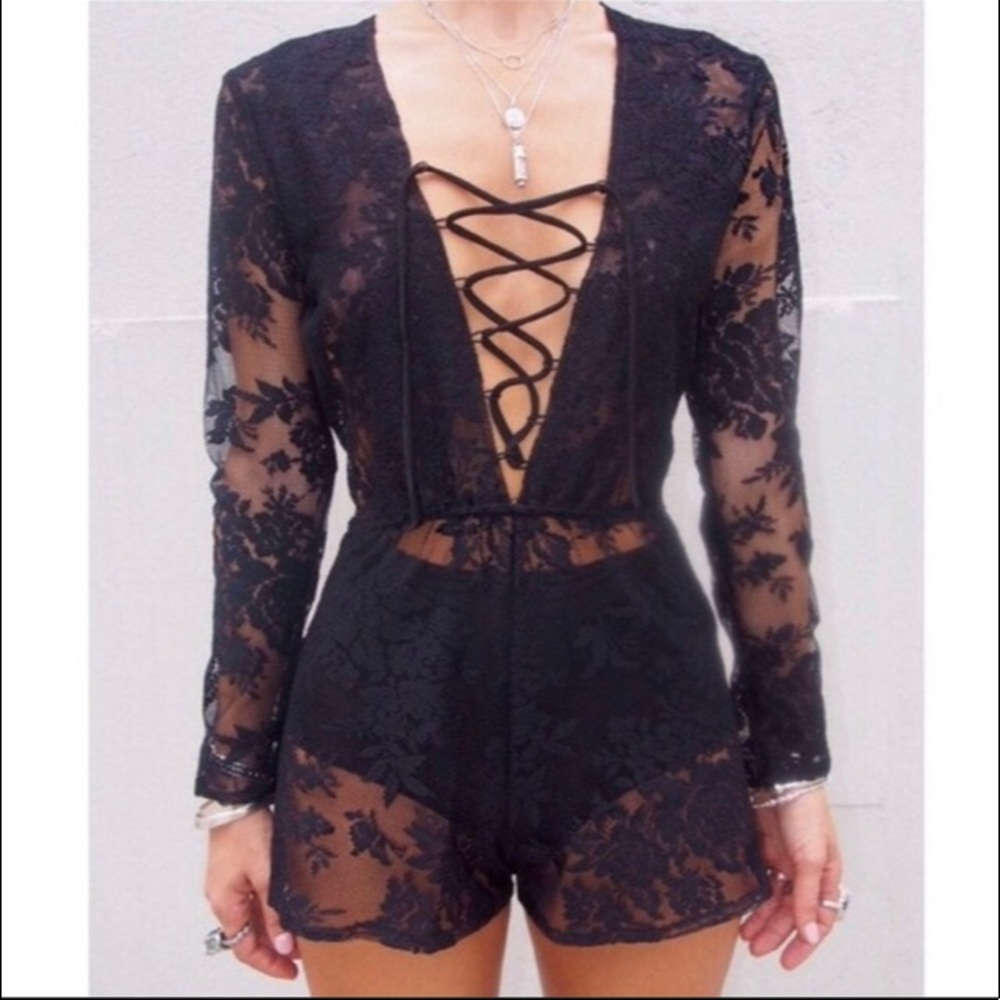 Rat And Boa black lace playsuit NWOT